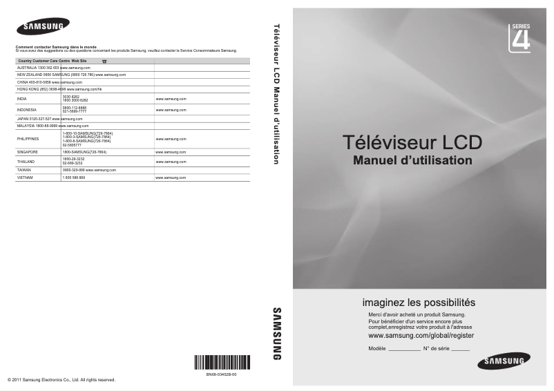 Page 1 de la notice Manuel utilisateur Samsung LA26D400E1