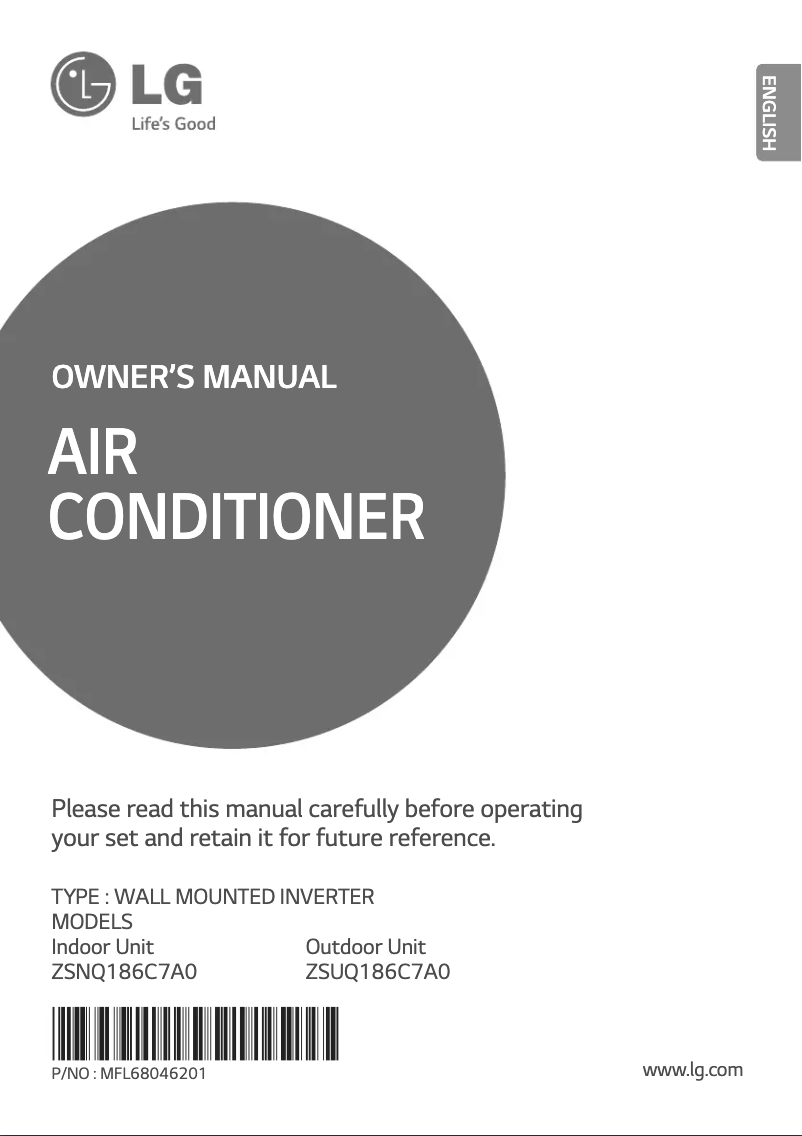 Page 1 de la notice Manuel utilisateur LG ZSUQ186C7A0