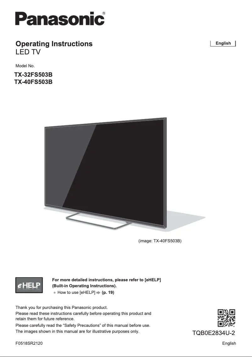 Page 1 de la notice Guide de démarrage rapide Panasonic TX-32FS503B