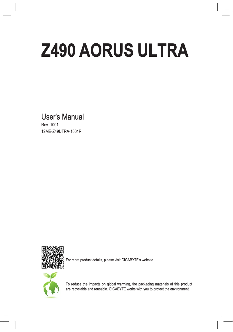 Página 1 del manual Manual de usuario Gigabyte Z490 Aorus Ultra