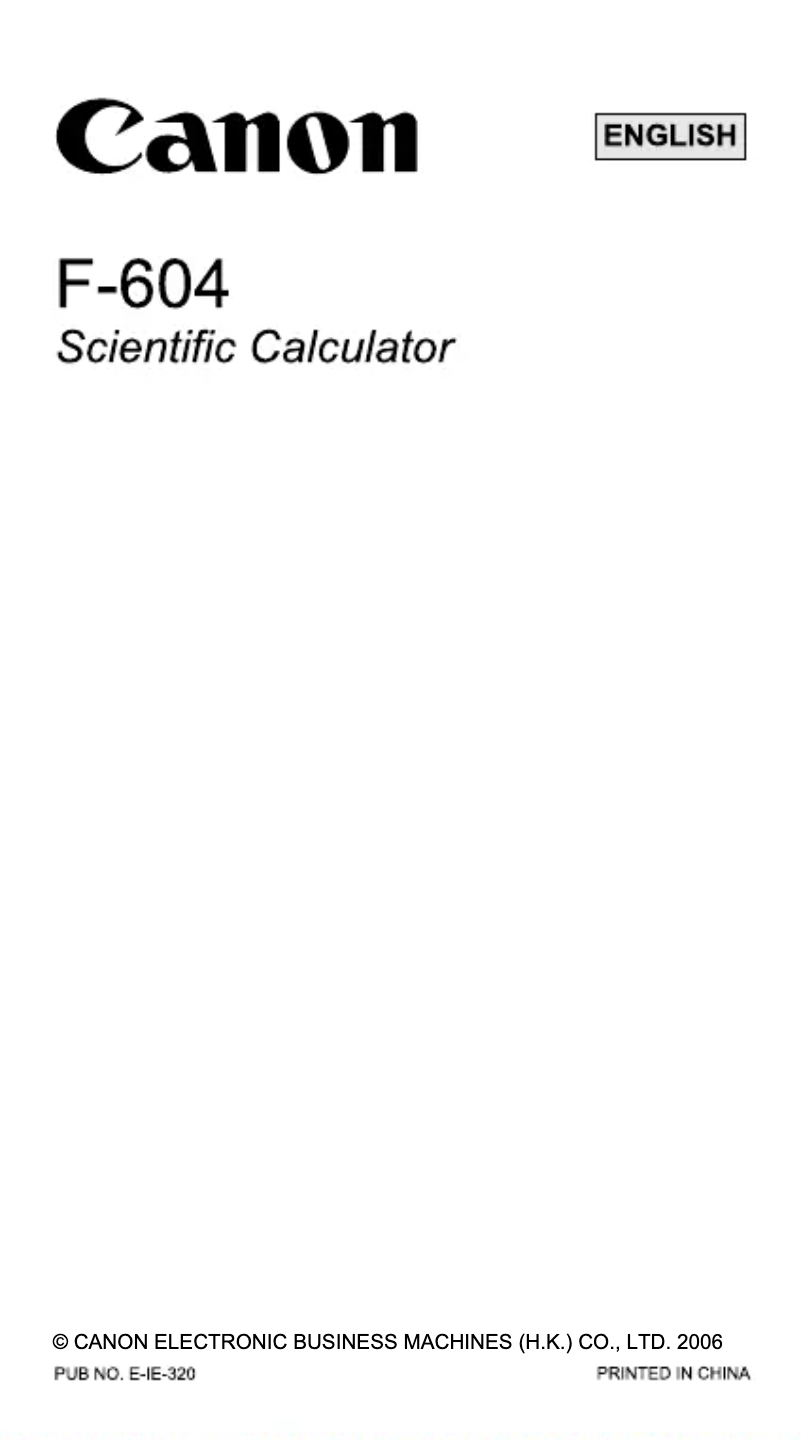 Page 1 de la notice Manuel utilisateur Canon F-604