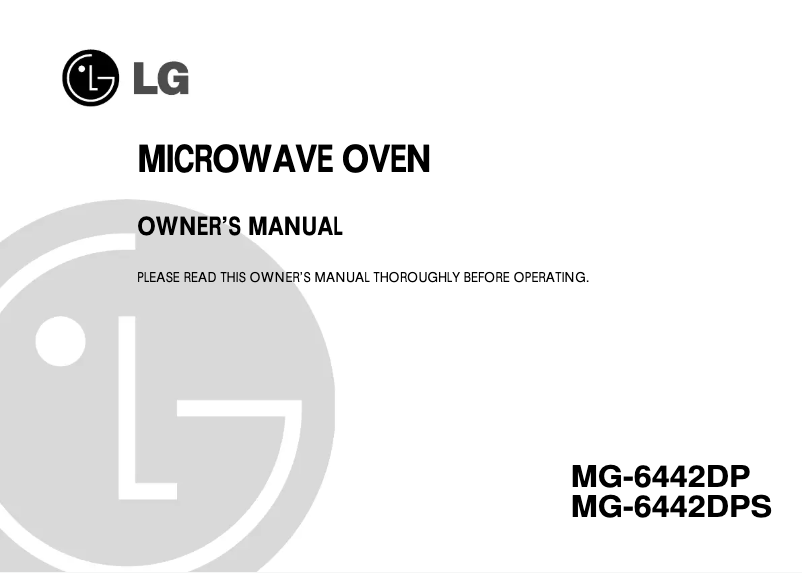 Page 1 de la notice Manuel utilisateur LG MG-6442DP