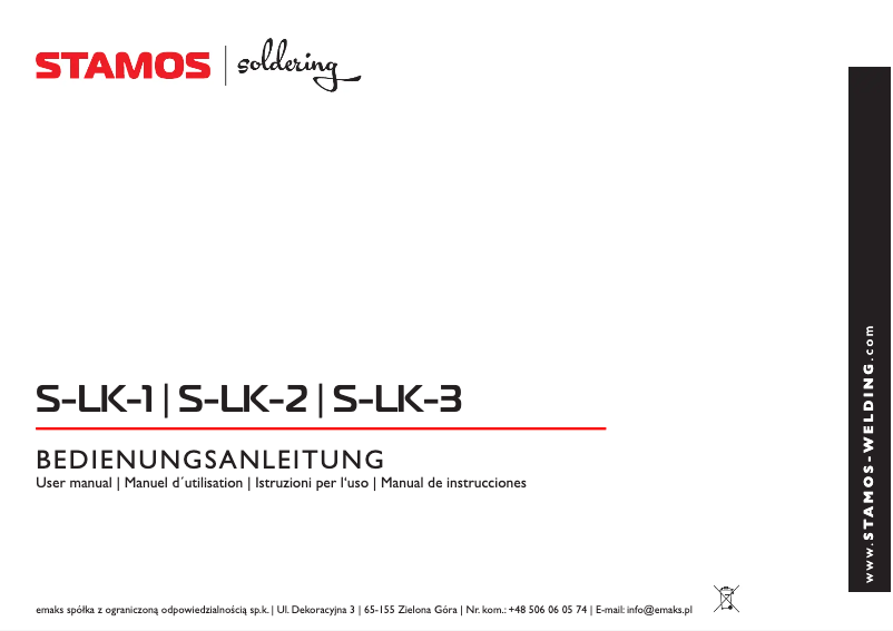 Page n°1 - Manuel utilisateur Stamos S-LK-3