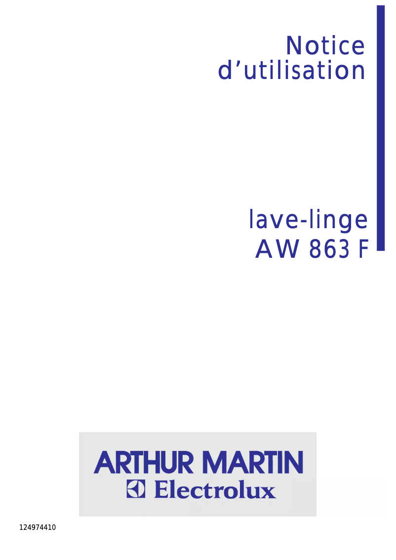 Page n°1 - Manuel utilisateur Arthur Martin-Electrolux AW 863 F