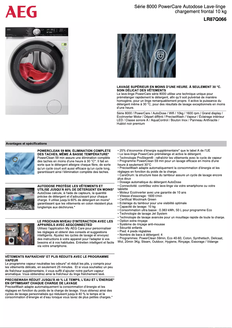 Página 1 del manual Ficha técnica AEG LR87Q066