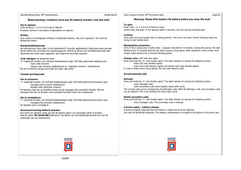 Page n°1 - Manuel utilisateur Sistec MT