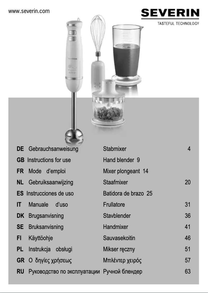 Page n°1 - Manuel utilisateur Severin SM 3798