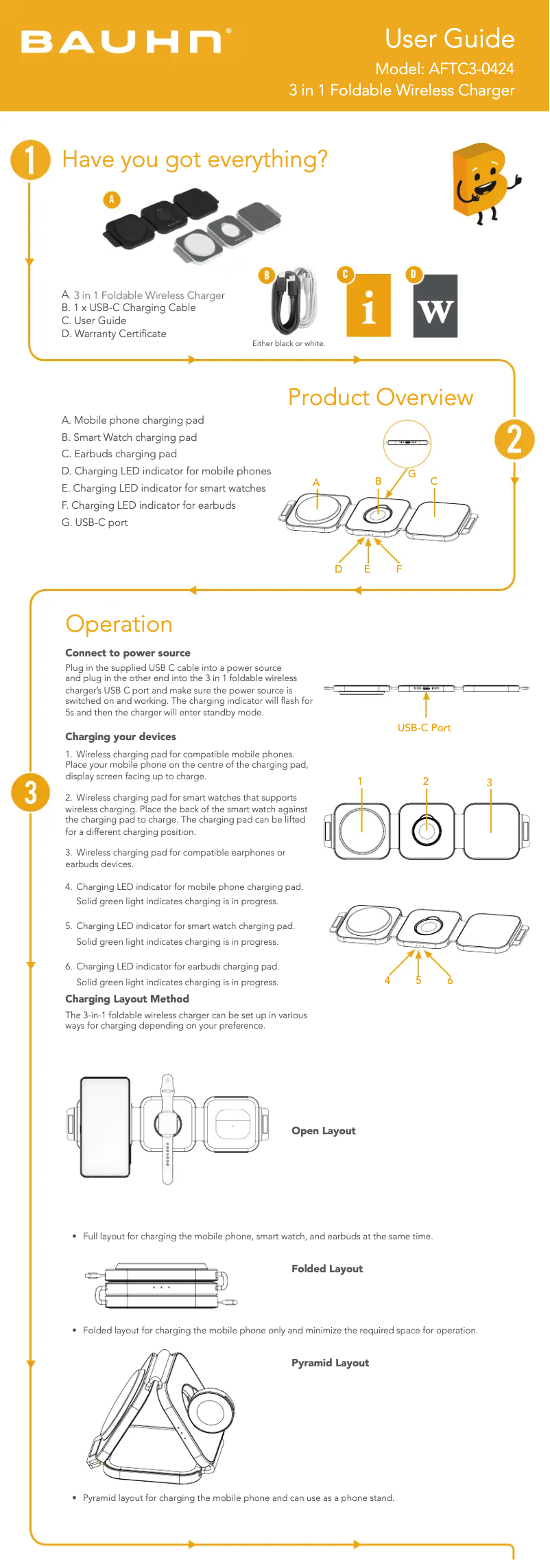 Page 1 de la notice Manuel utilisateur Bauhn AFTC3-0424-W