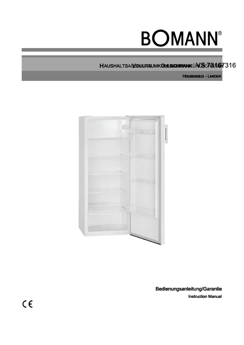 Page 1 de la notice Manuel utilisateur Bomann VS 7316 IX