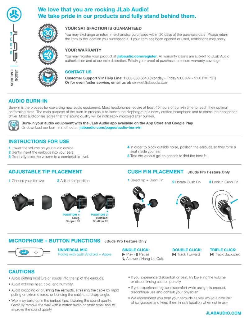 Página 1 del manual Guía de inicio rápido JLab JBuds Pro Signature