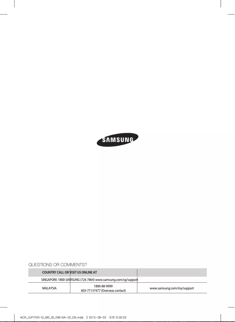 Page 1 de la notice Manuel utilisateur Samsung AX022HCVAND