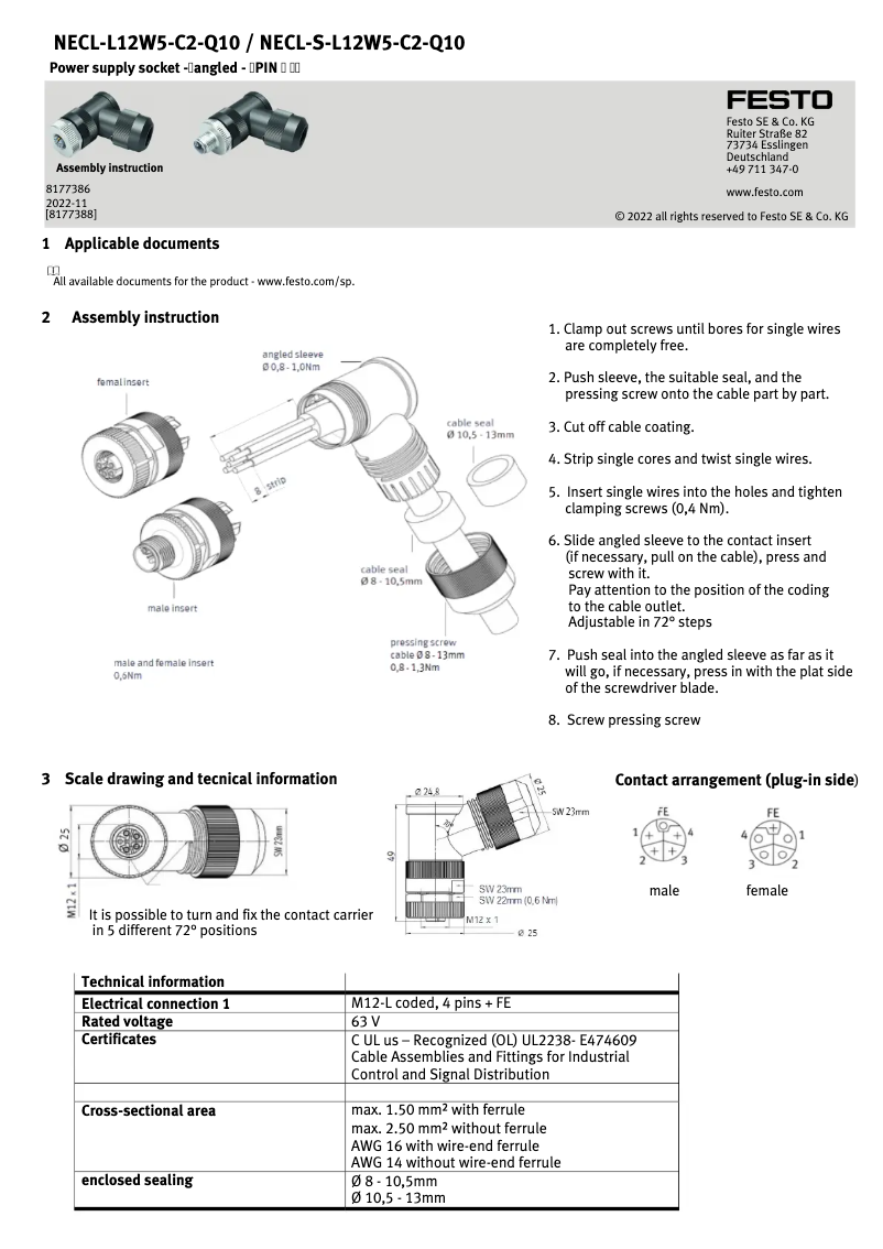 Page 1 de la notice Manuel utilisateur Festo NECL-L12W5-C2-Q10