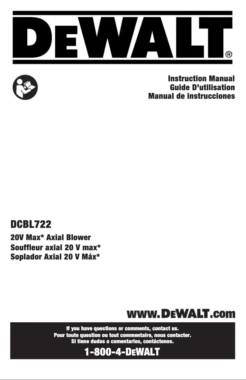 Page n°1 - Manuel utilisateur DeWalt DCBL722