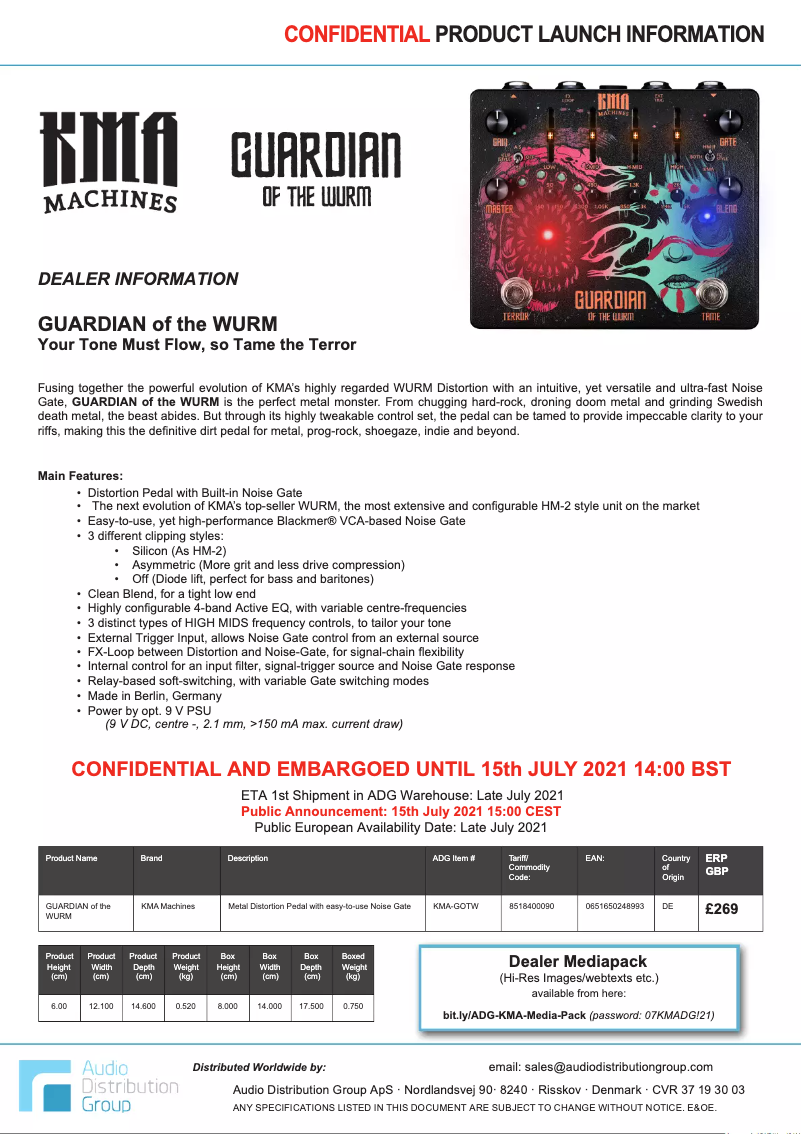 Page n°1 - Manuel utilisateur KMA Machines Guardian Of The Wurm