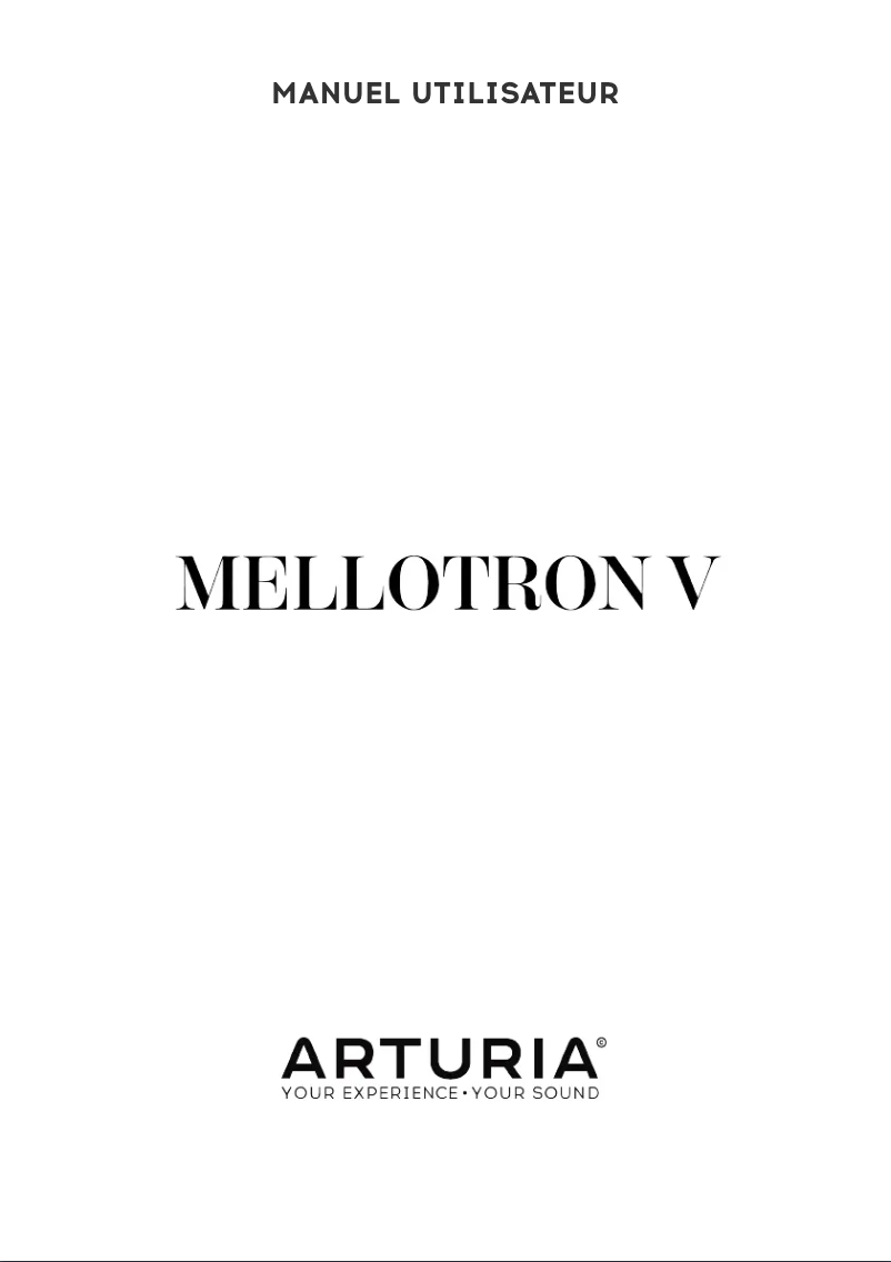 Page n°1 - Manuel utilisateur Arturia Mellotron V
