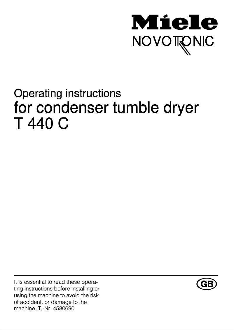 Image de la première page du manuel de l'appareil Novotronic T 440 C