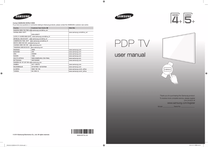 Page n°1 - Manuel utilisateur Samsung PS51F4500AW