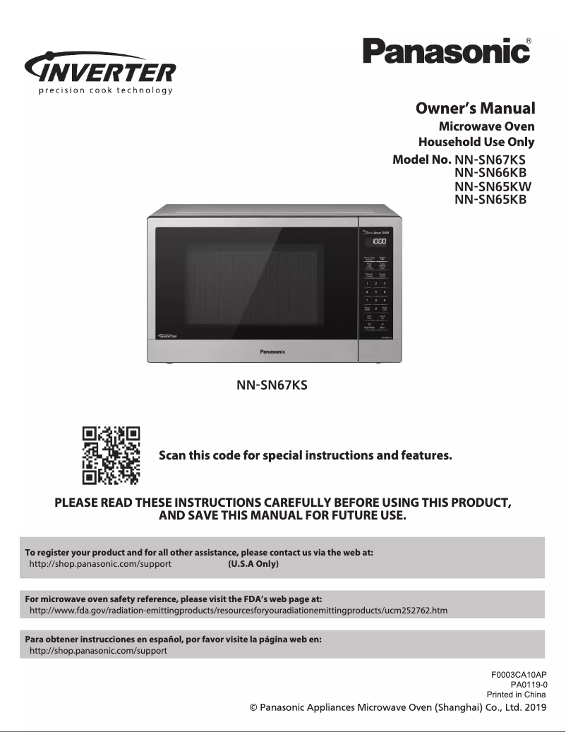 Page n°1 - Manuel utilisateur Panasonic Inverter NN-SN65K
