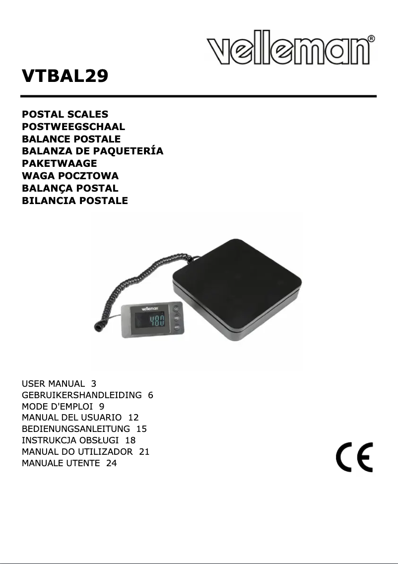 Página 1 del manual Manual de usuario Velleman VTBAL29