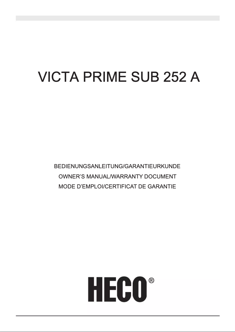 Page 1 de la notice Manuel utilisateur Heco Victa Prime Sub 252