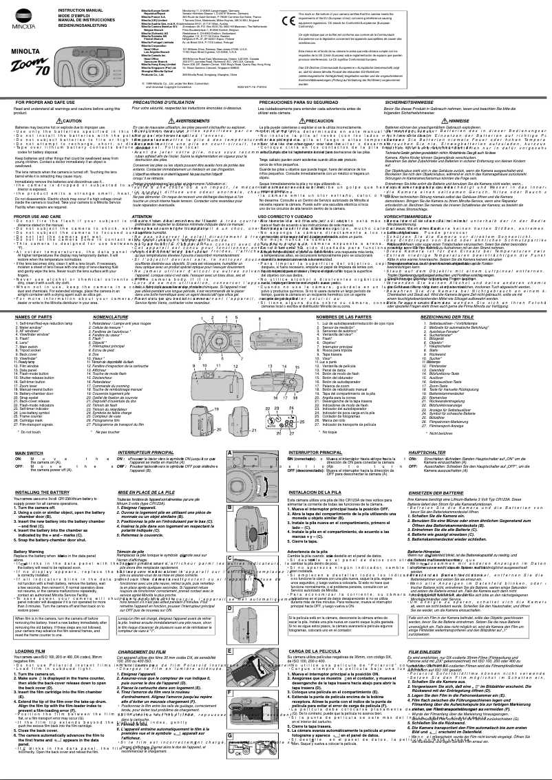 Image de la première page du manuel de l'appareil Freedom Zoom 70