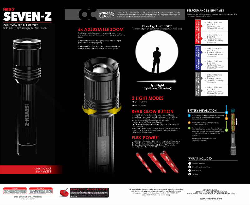 Page n°1 - Manuel utilisateur NEBO Seven-Z