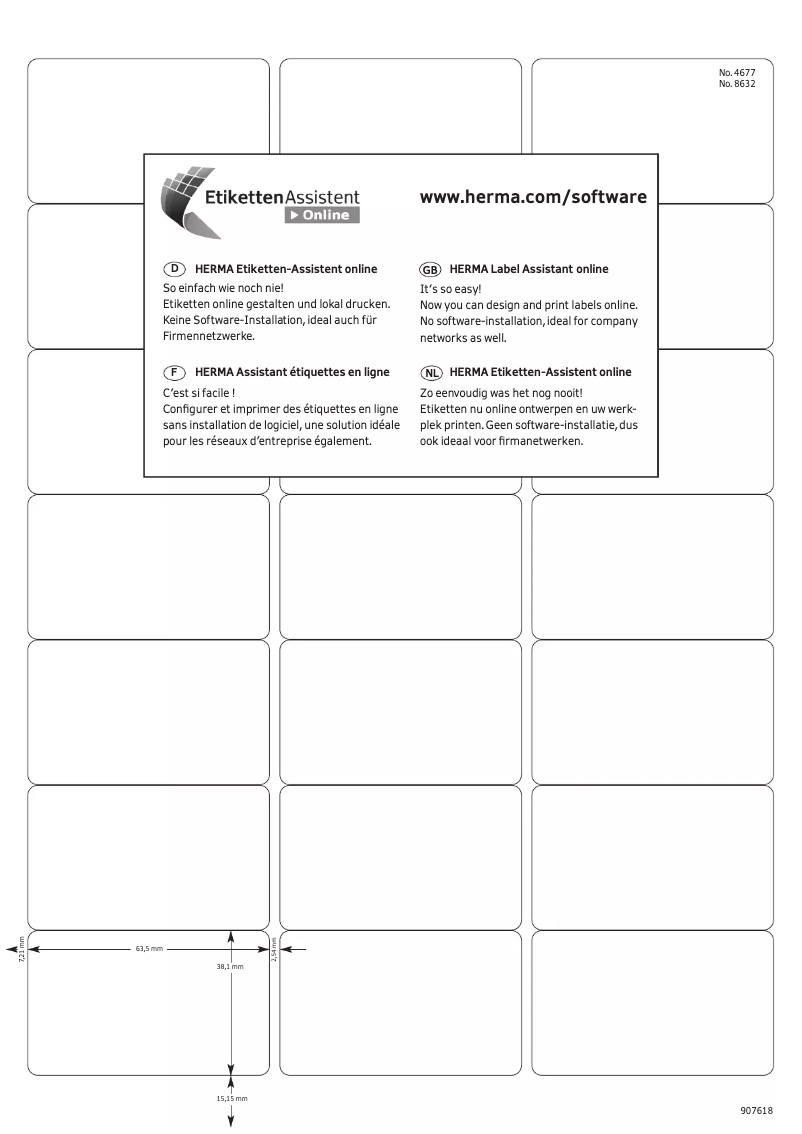 Page 1 de la notice Manuel utilisateur Herma 8632