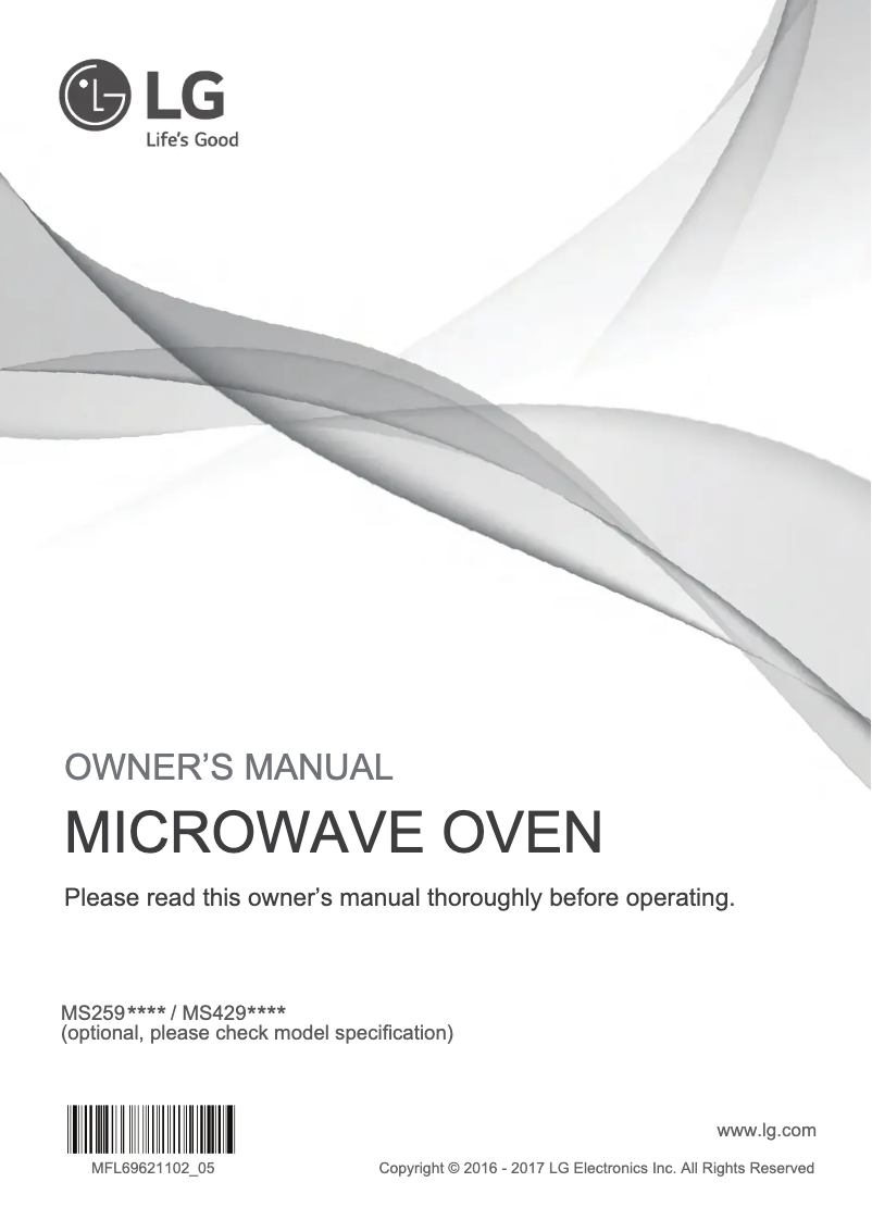 Page 1 de la notice Manuel utilisateur LG MS4296OWS