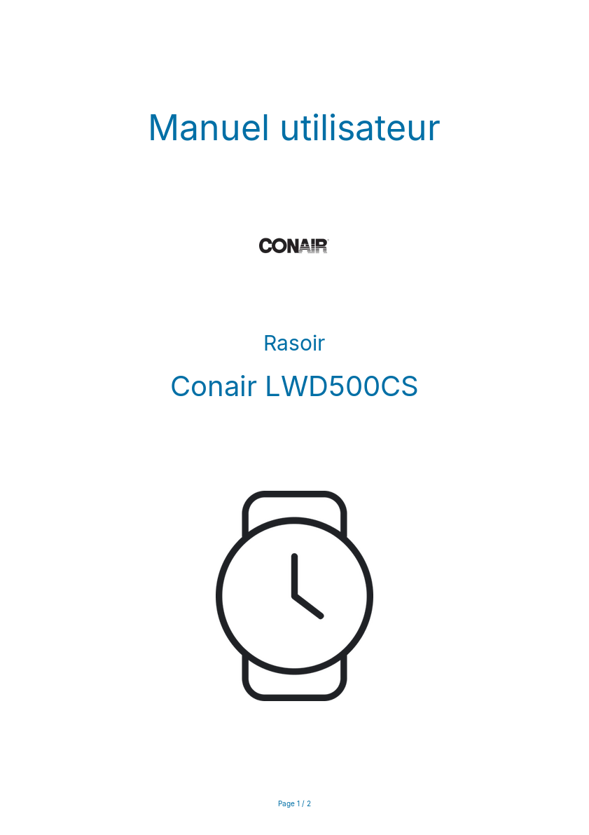 Image de la première page du manuel de l'appareil LWD500CS