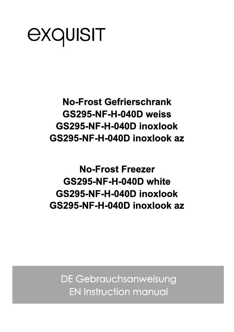 Image de la première page du manuel de l'appareil GS295-NF-H-040D