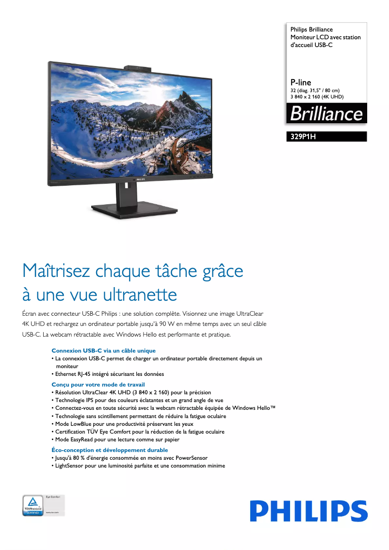 Página 1 del manual Ficha técnica Philips Brilliance 329P1H