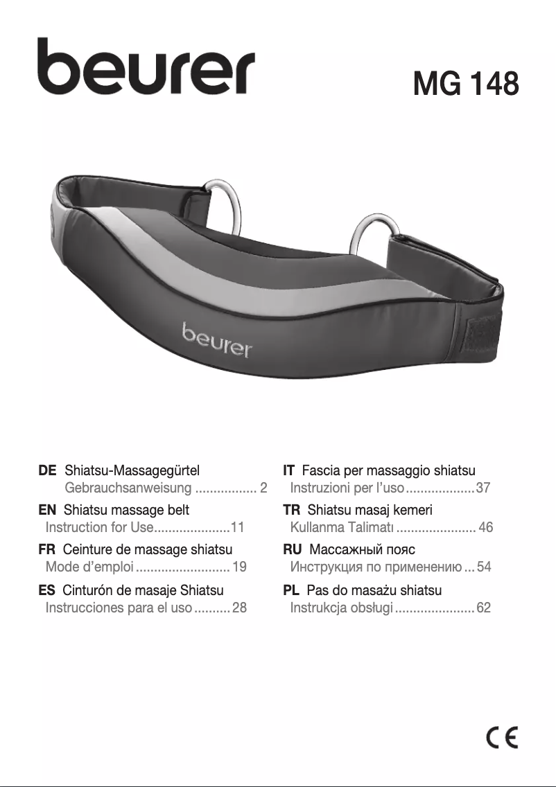 Page 1 de la notice Manuel utilisateur Beurer MG 148