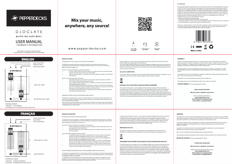 Página 1 del manual Manual de usuario Pepperdecks DJOCLATE