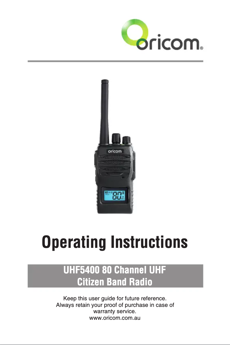Page 1 de la notice Manuel utilisateur Oricom UHF5400