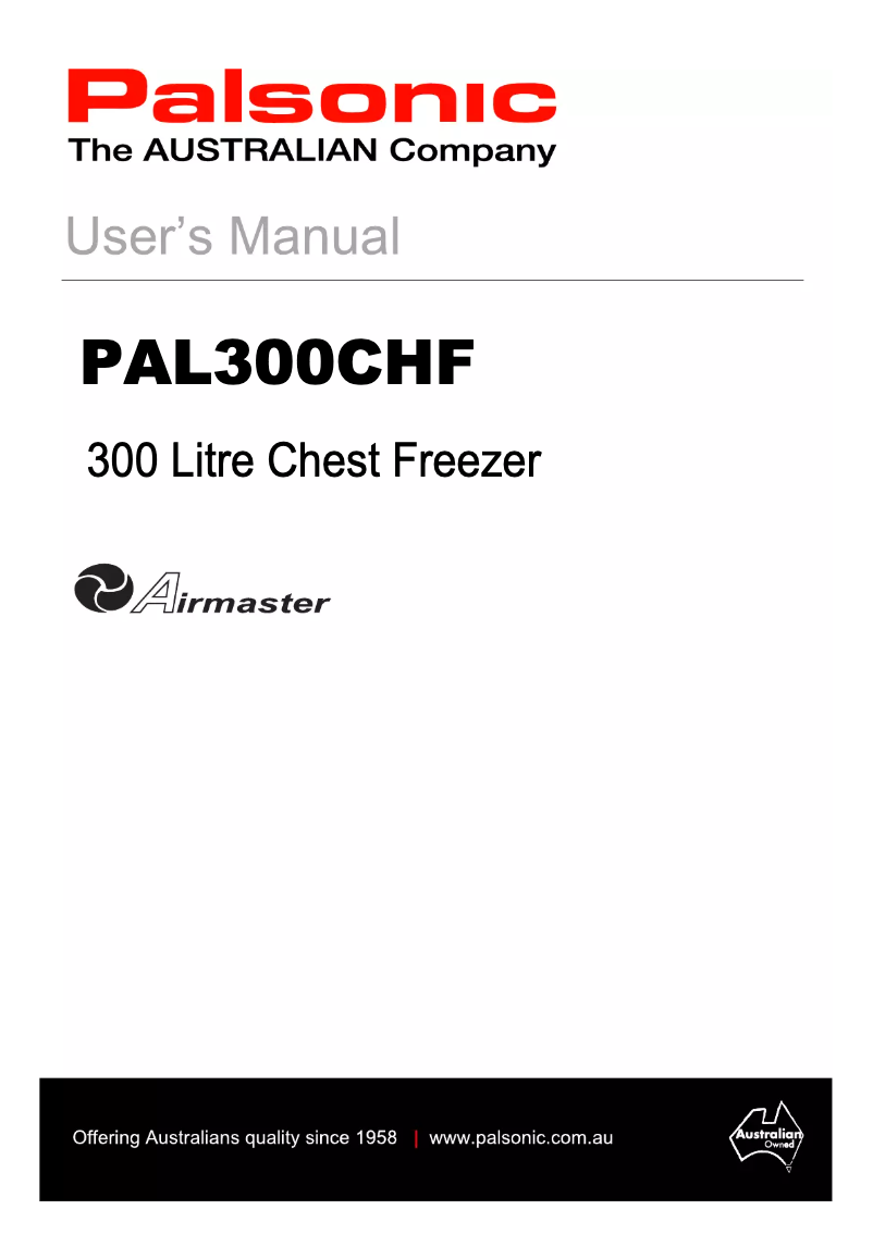 Page n°1 - Manuel utilisateur Palsonic PAL300CHF