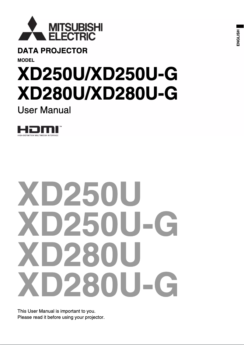 Page 1 de la notice Manuel utilisateur Mitsubishi XD250U-G