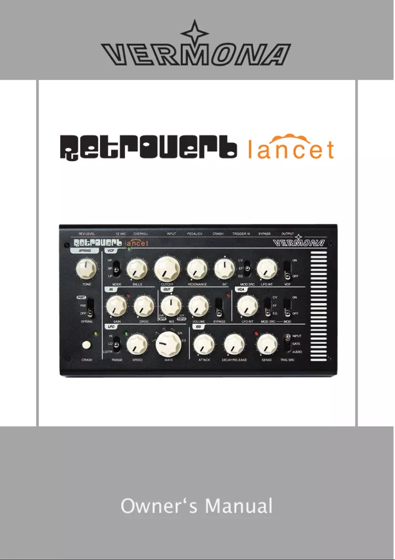 Image de la première page du manuel de l'appareil Retroverb Lancet