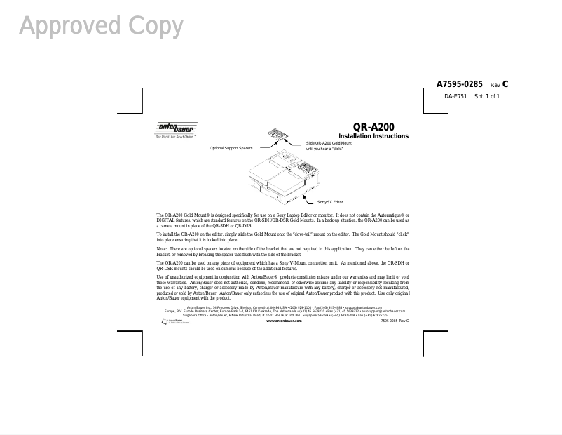 Page 1 de la notice Mode d'emploi Anton/Bauer QR-A200