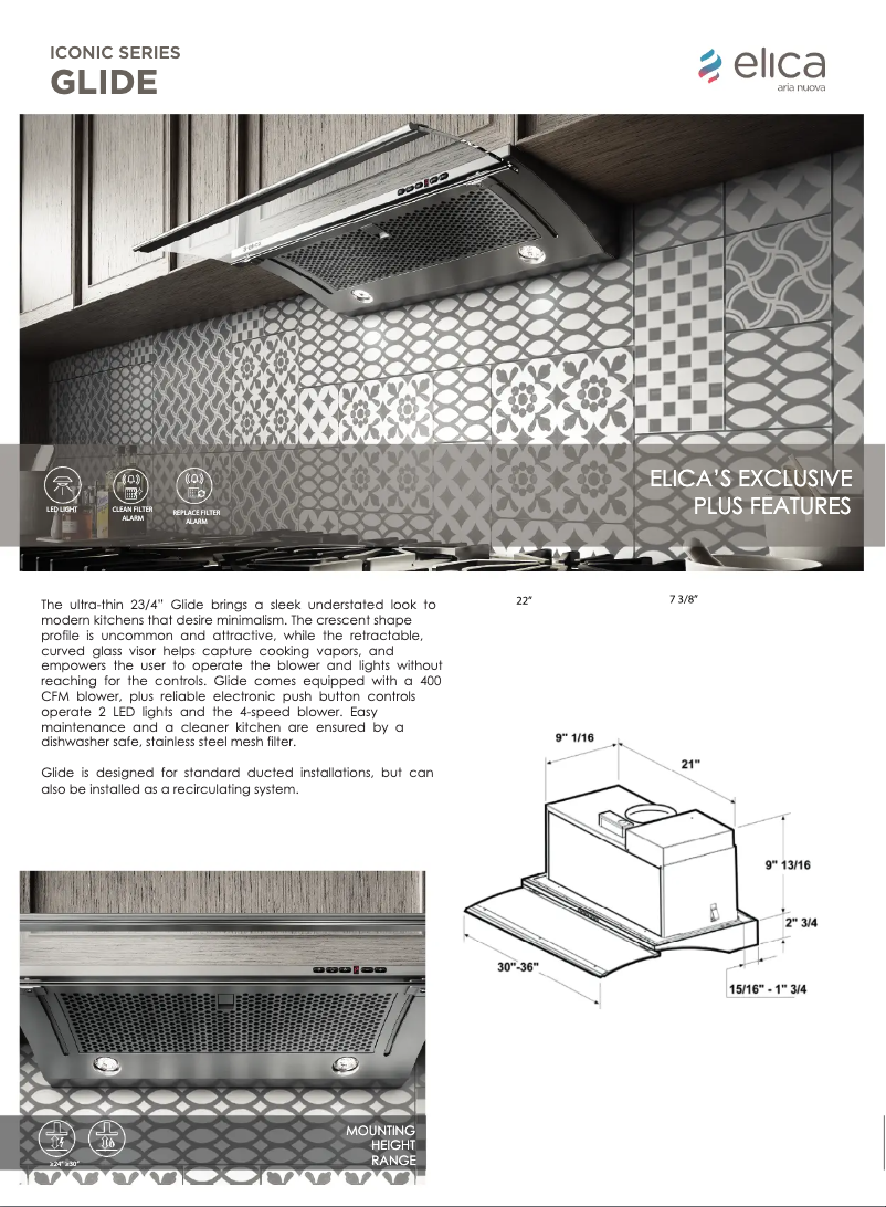 Página 1 del manual Ficha técnica Elica Glide EGL436SS