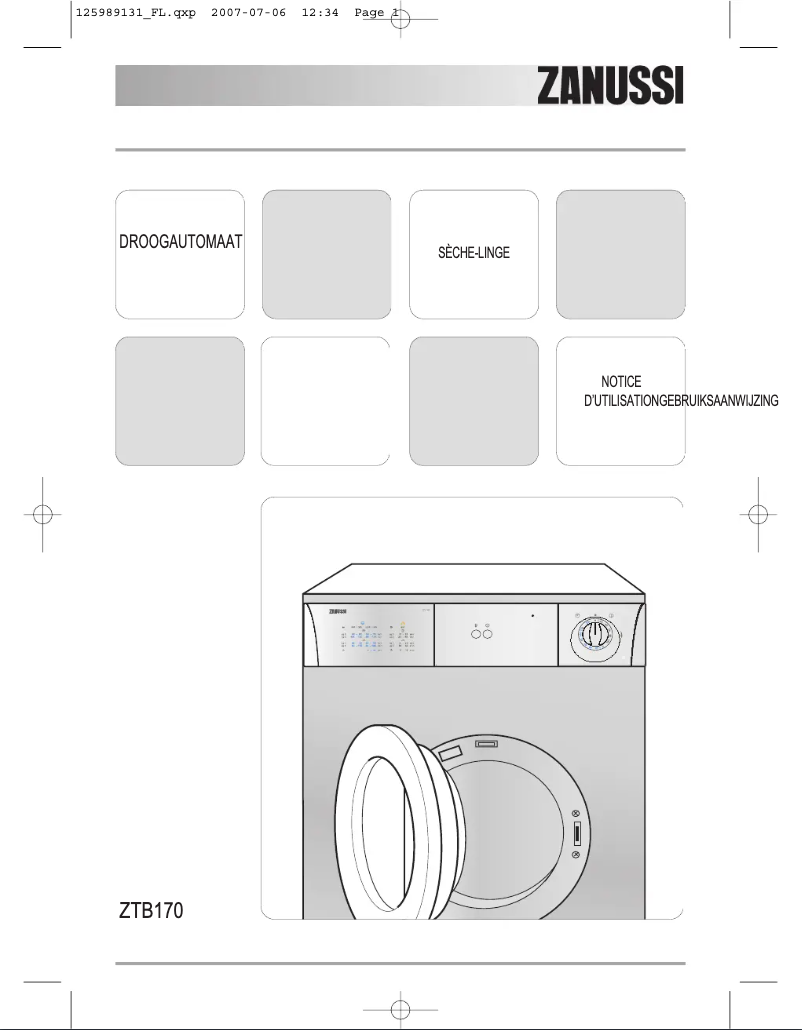 Page n°1 - Manuel utilisateur Zanussi ZTB 170