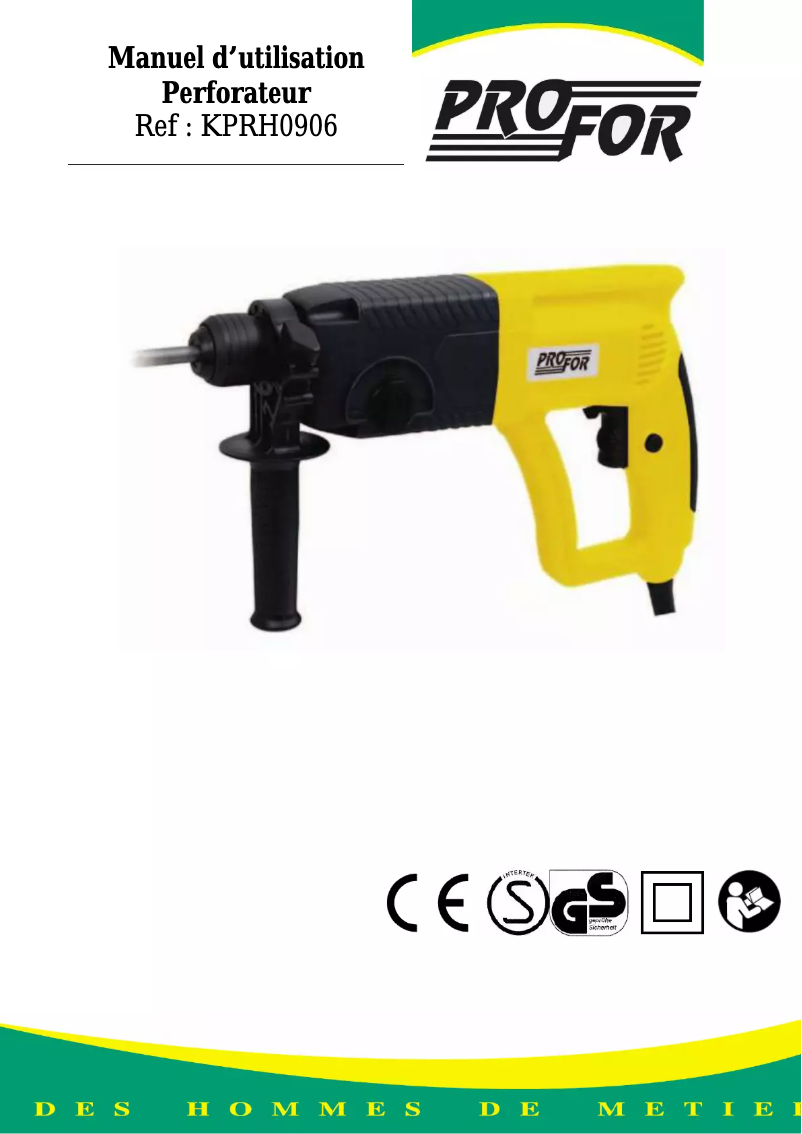 Page 1 de la notice Manuel utilisateur Profor KPRH0906