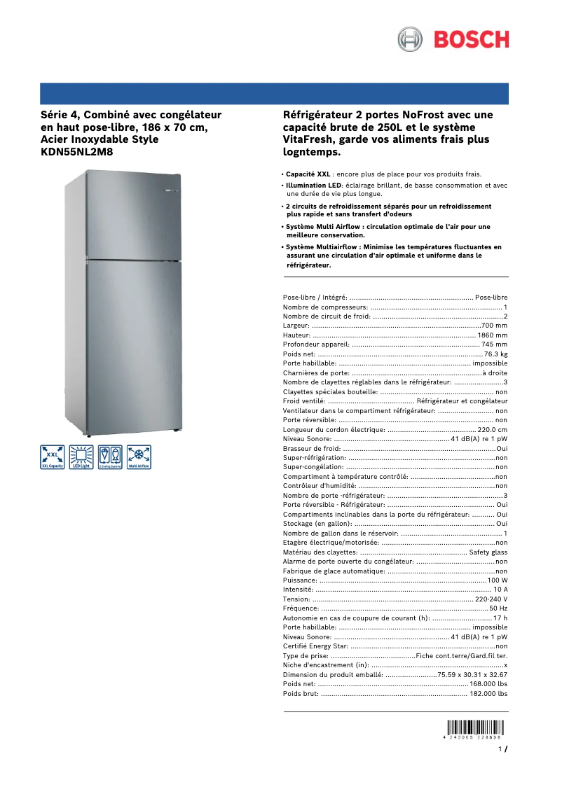 Image de la première page du manuel de l'appareil KDN55NL2M8