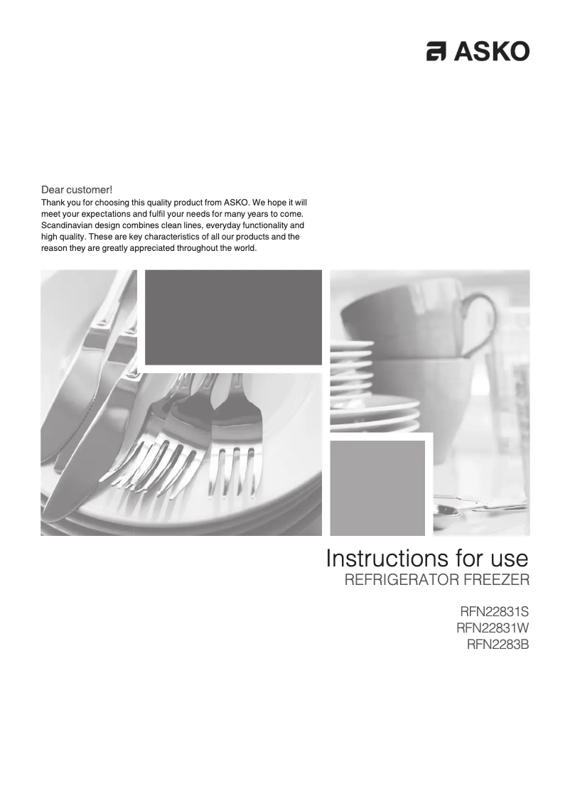 Page 1 de la notice Manuel utilisateur Asko RFN22831S