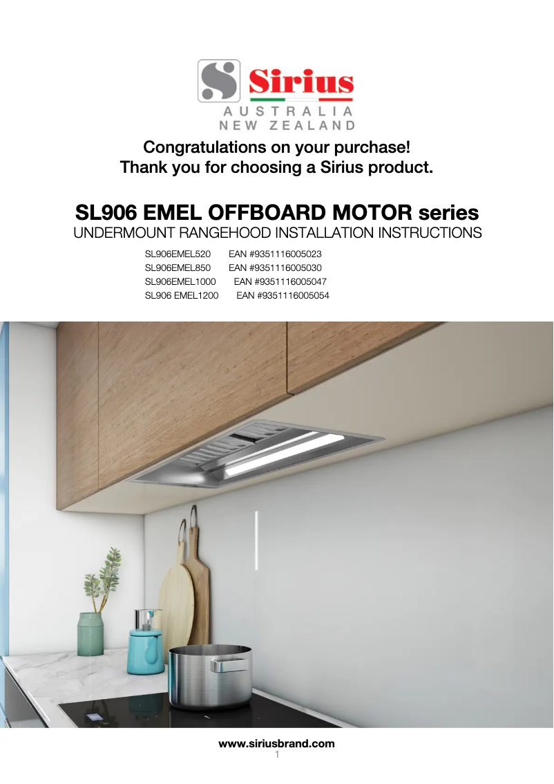 Page 1 de la notice Manuel utilisateur Sirius SL906EMEL100