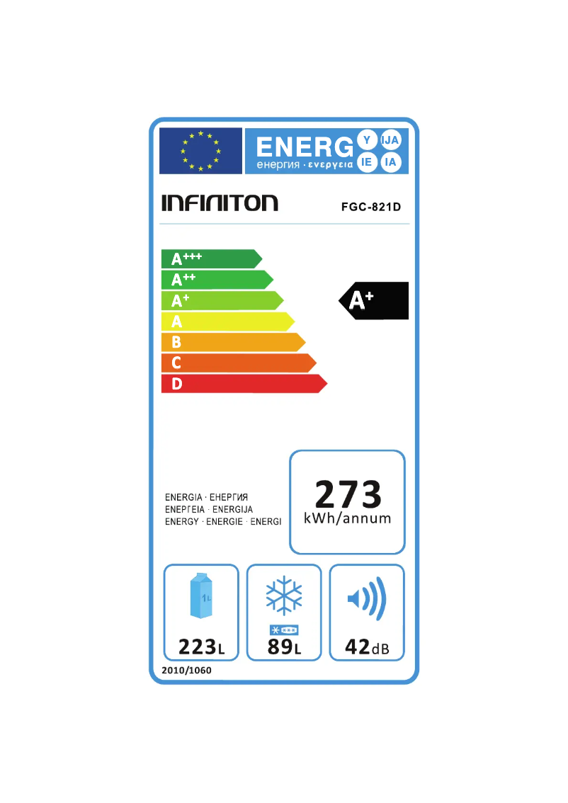 Page 1 de la notice Label énergétique Infiniton FGC-821D