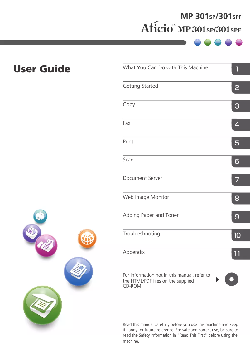 Page n°1 - Manuel utilisateur Ricoh Aficio MP 301SPF