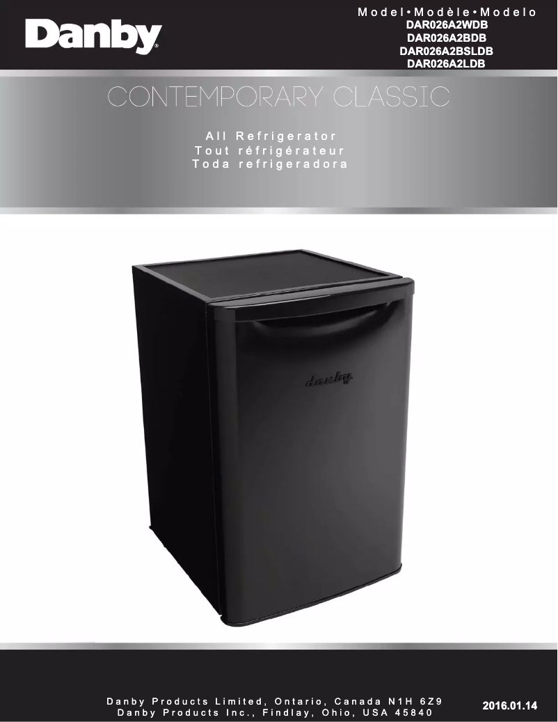 Page 1 de la notice Manuel utilisateur Danby DAR026A2