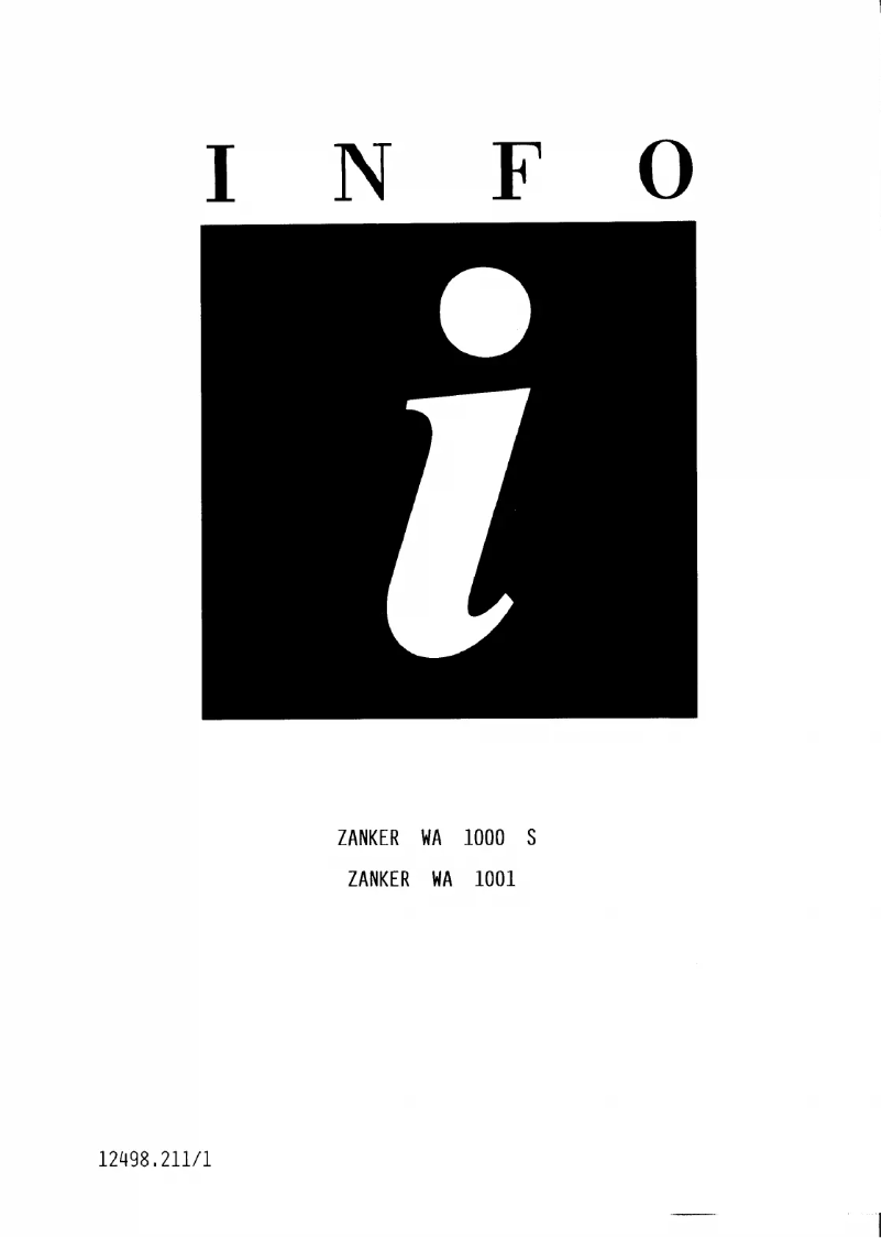 Page 1 de la notice Manuel utilisateur Zanker WA 1001