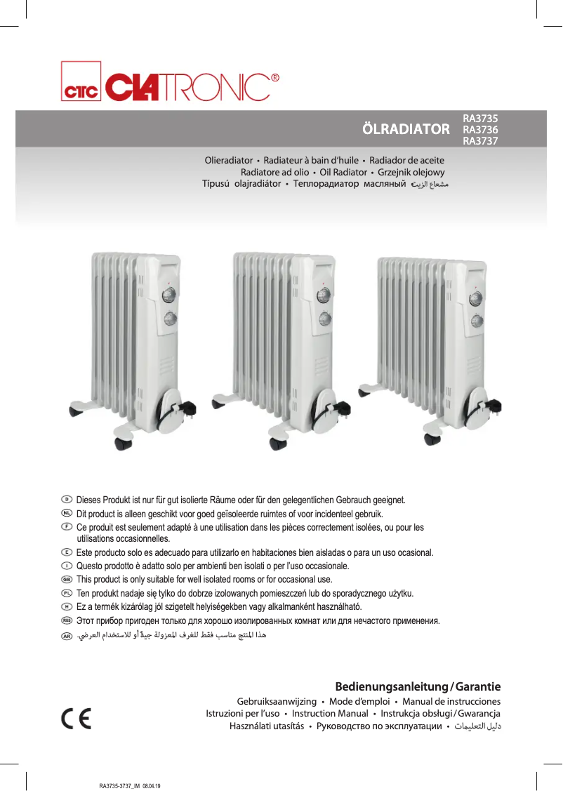 Page 1 de la notice Manuel utilisateur Clatronic RA 3737