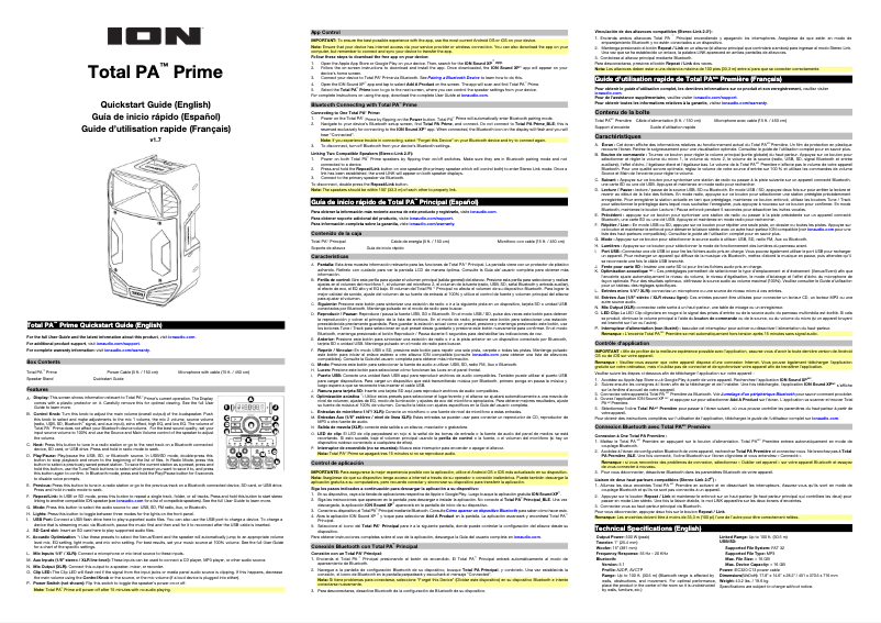 Page n°1 - Guide de démarrage rapide ION Total PA Prime